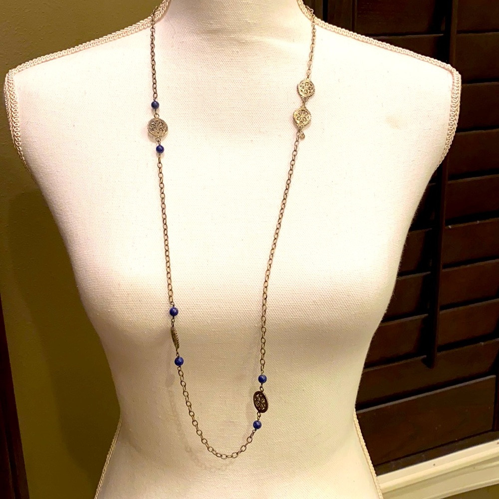 Vintage 925 Silver Lapis Lazuli Beaded necklace!!!